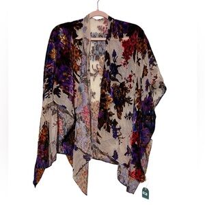 Earthbound NW Floral Velvet Burnout Wrap Fall Sheer Boho Hippie Gypsy Colorful